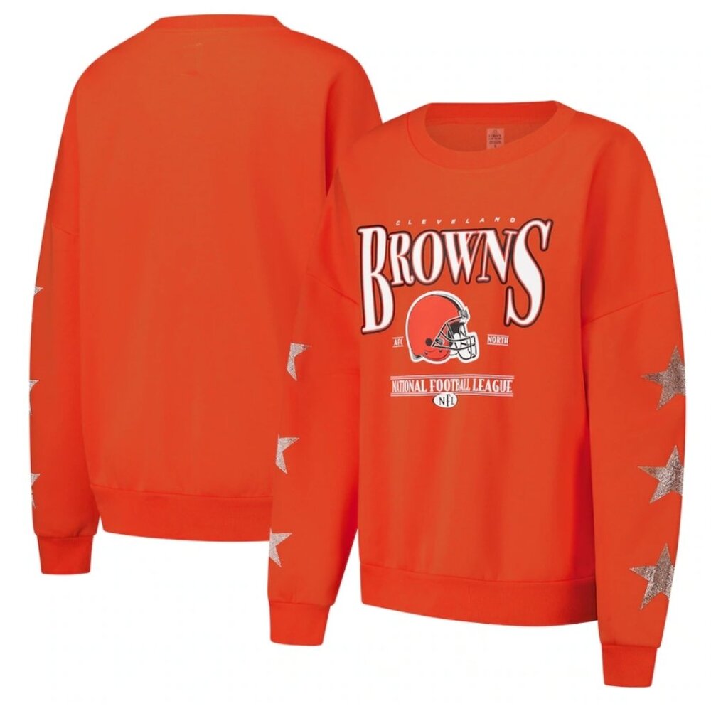 NWT Cleveland Browns Gameday Couture Women's Rhinestone Star Sleeve Sweatshirt